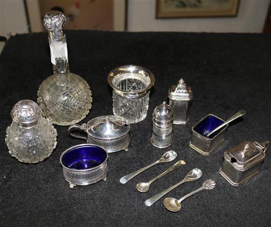 Silver condiments & silver top bottles